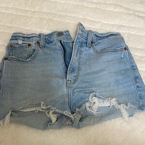 Abercrombie & Fitch Light Blue High Rise Denim Shorts